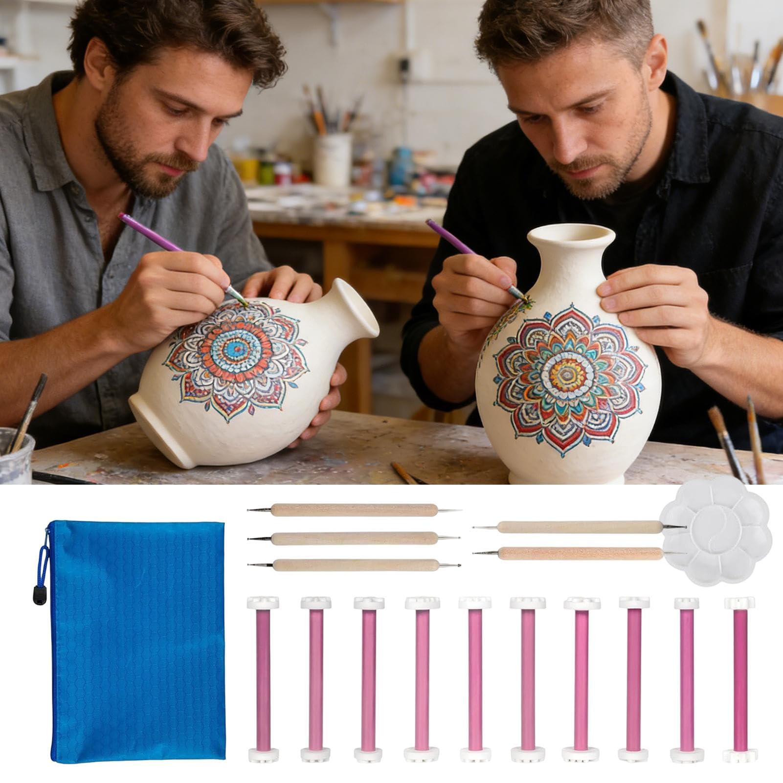 Strumento a petali di fiori per pittura a punti, 20 pezzi di forniture per goffratura, 1 set, kit di penne per puntini, strumenti per pittura a puntini, artigianali precisi, per biglietti