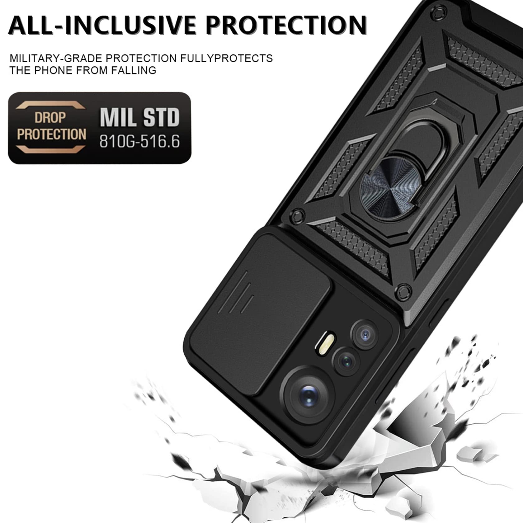 Custodia AENOCH Per Xiaomi Redmi Note 10 Pro – Con Cover Fotocamera Scorrevole, Anello Porta Dito E Supporto Magnetico, Verde - 2