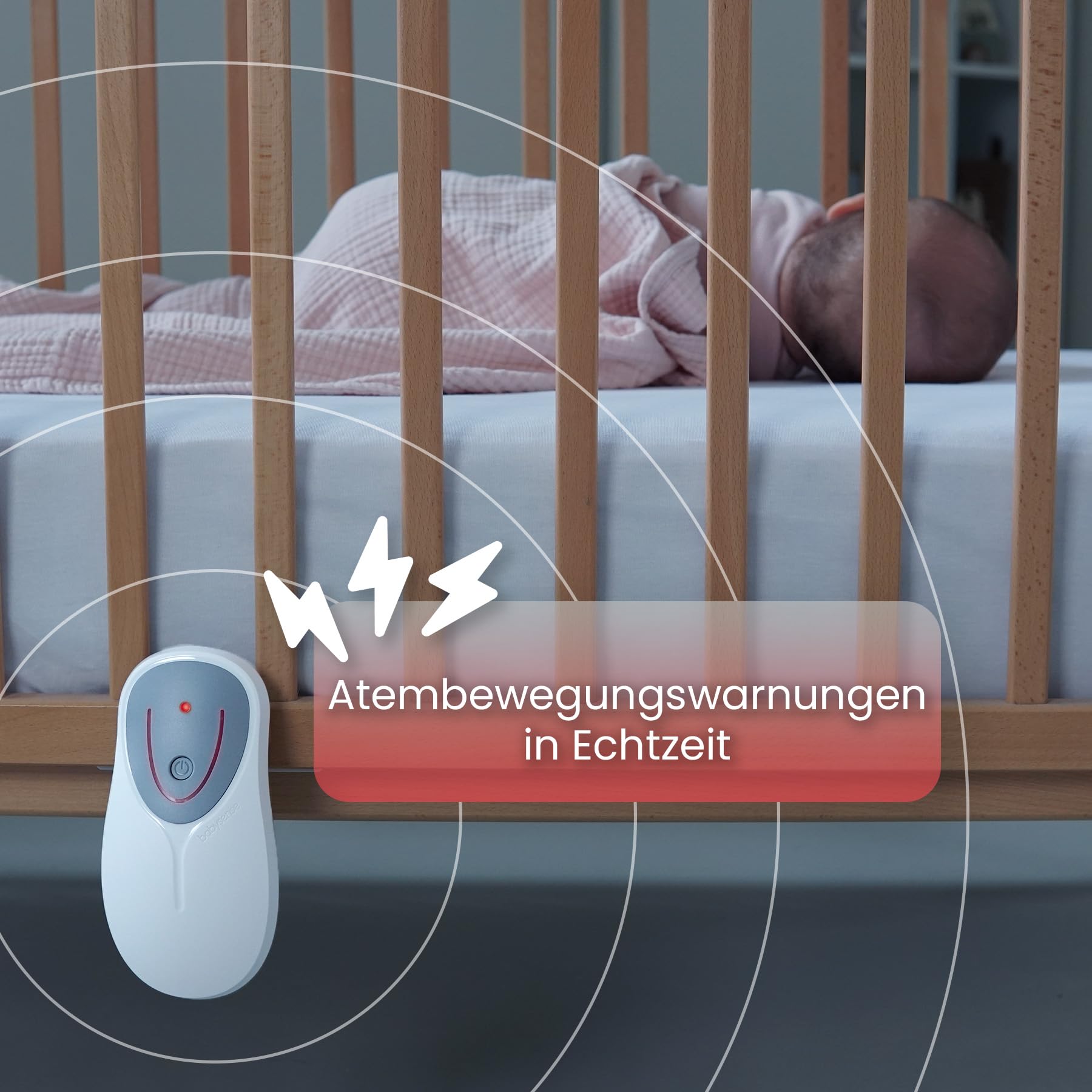 Babysense 8 – Baby-Bewegungsmonitor mit Echtzeit-Warnungen, zwei Sensormatten zur vollständigen Abdeckung des Bettbereichs, für den Heimgebrauch