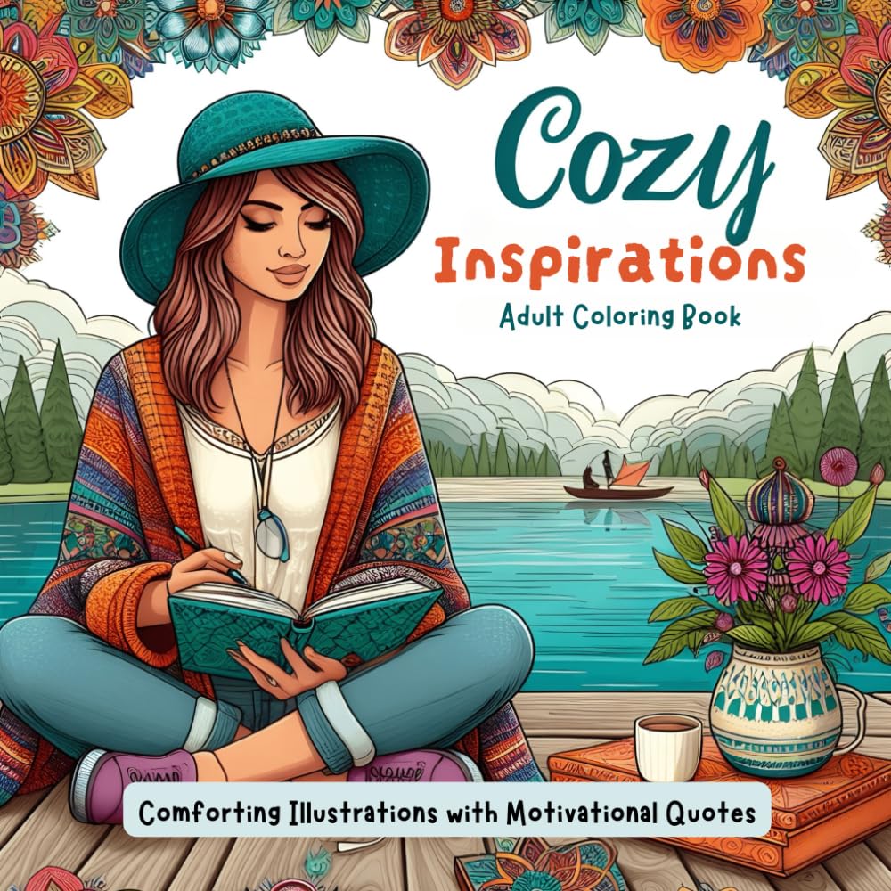 Cozy Inspirations Adult Coloring Book: Comforting Illustrations paired with Motivational Quotes for Mindfulness and Relaxation