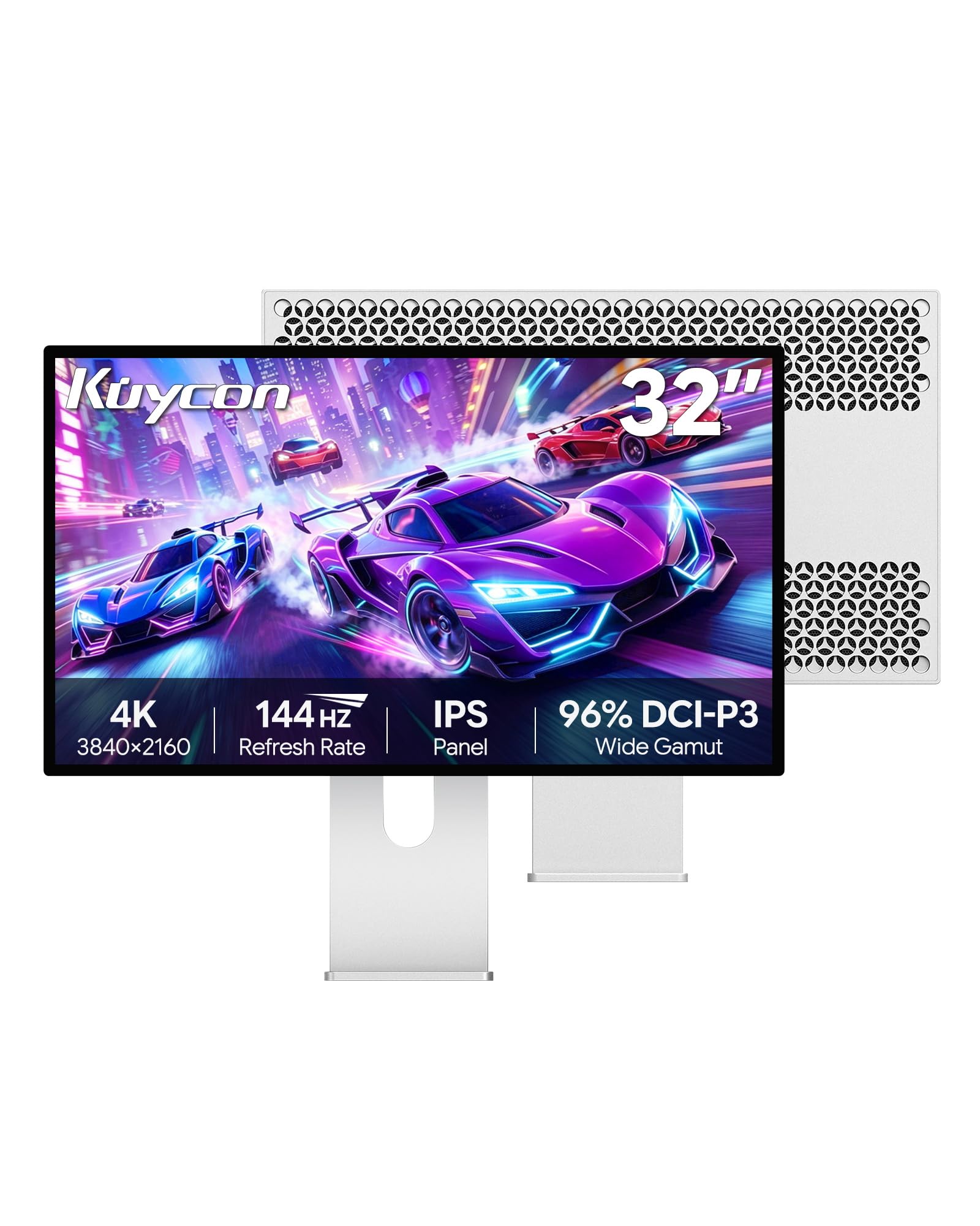 Monitor 32 Pulgadas 4K 144Hz Fast-IPS, 1ms GTG, 500 nits, 96% DCI-P3, Puerto Universal 100W, Audio 3.5mm, Soporte de 100x100mm, Pantalla de Juegos (Honeycomb - con Soporte)