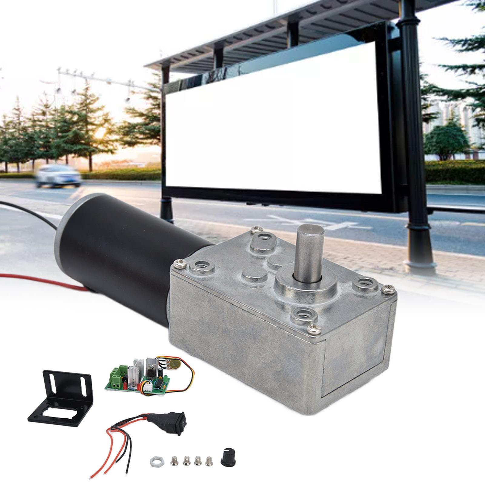 12V, 50RPM Motoriduttore a Vite Senza Fine, 38 kg, 31 mm, con Governatore alta Torsione, Motore Autobloccante Invertito Mini Turbina, per Robot fai da te Tavolo Girevole e Serratura