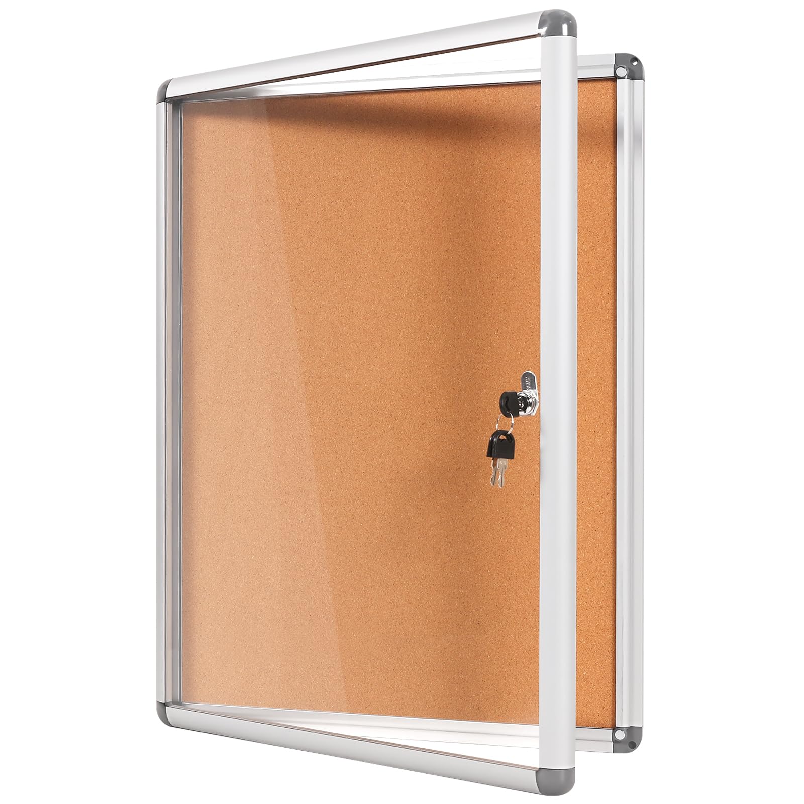 Swansea - Tablon de Anuncios para Interiores 4xA4,Tablón de Anuncios con cerradura de Aluminio para comunidad,escuela, oficina, 67 x 50 cm