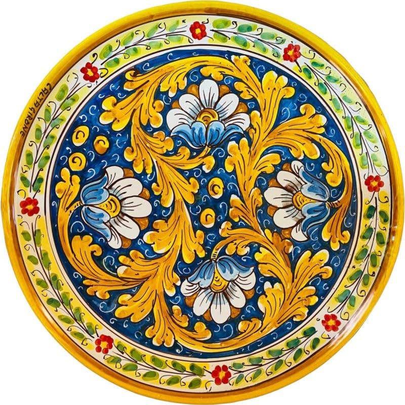 Plato ornamental barroco de cerámica italiana hecho a mano Sicilia Bedda Capaci 45cm