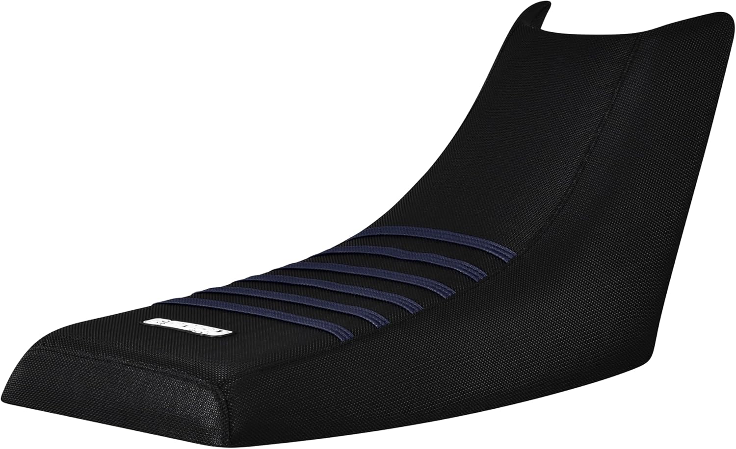 Enjoy Mfg Seat Cover - Compatible with Yamaha 1986-2004 Warrior Quad ATV - Color Ribbed - #111 (All Black with TM Blue Ribs)