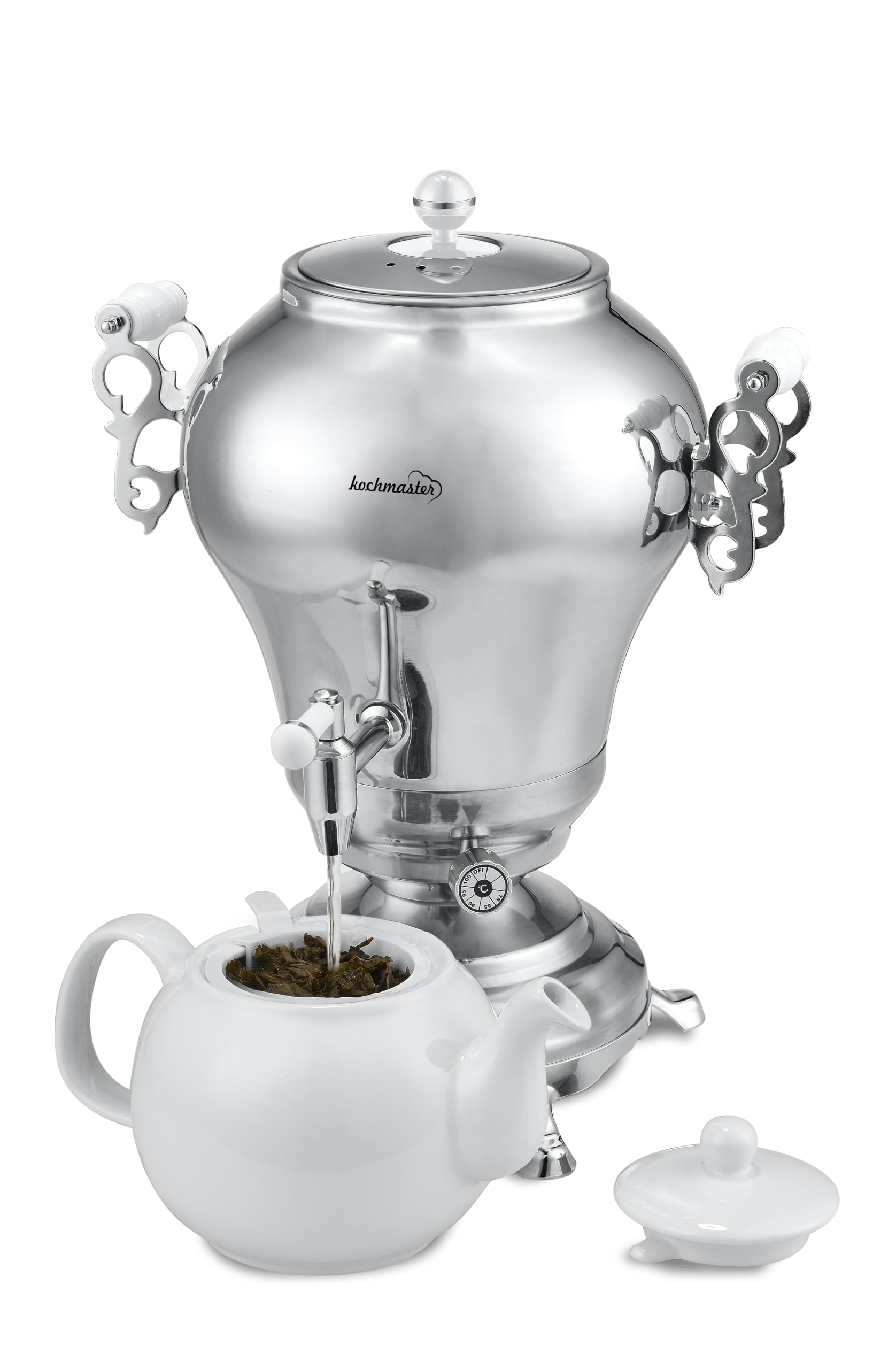 Nostaji Samovar - Tetera de acero inoxidable (3,5 L, apta para inducción), color plateado
