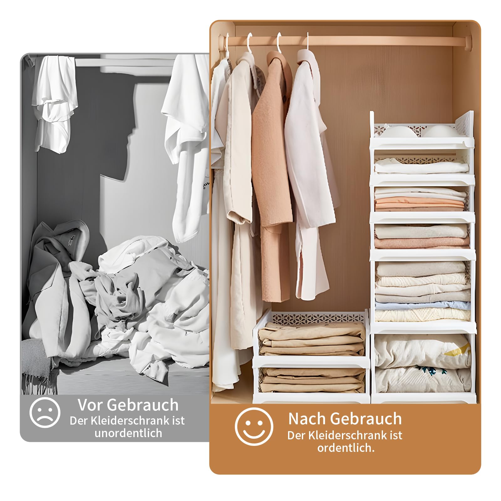 Uncle Yang PP-Material Kleiderschrank Organizer Aufbewahrungsbox – Faltbare Schrank Ordnungssysteme für Schlafzimmer Bad Küche Büro