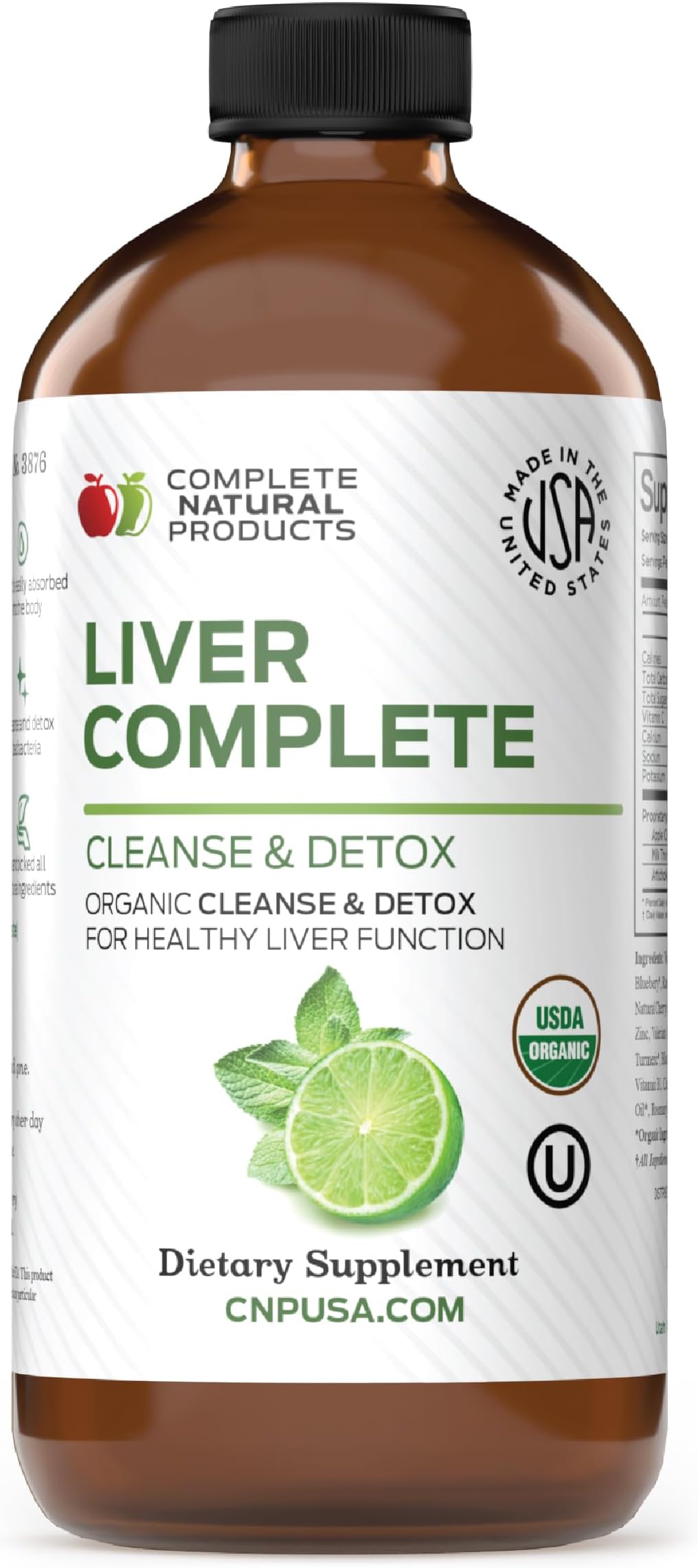 Liver Complete 16oz Support Liquid – Milk Thistle, Chanca Piedra & Dandelion Root – Herbal Cleanse Supplement – Non-GMO, Organic Ingredients