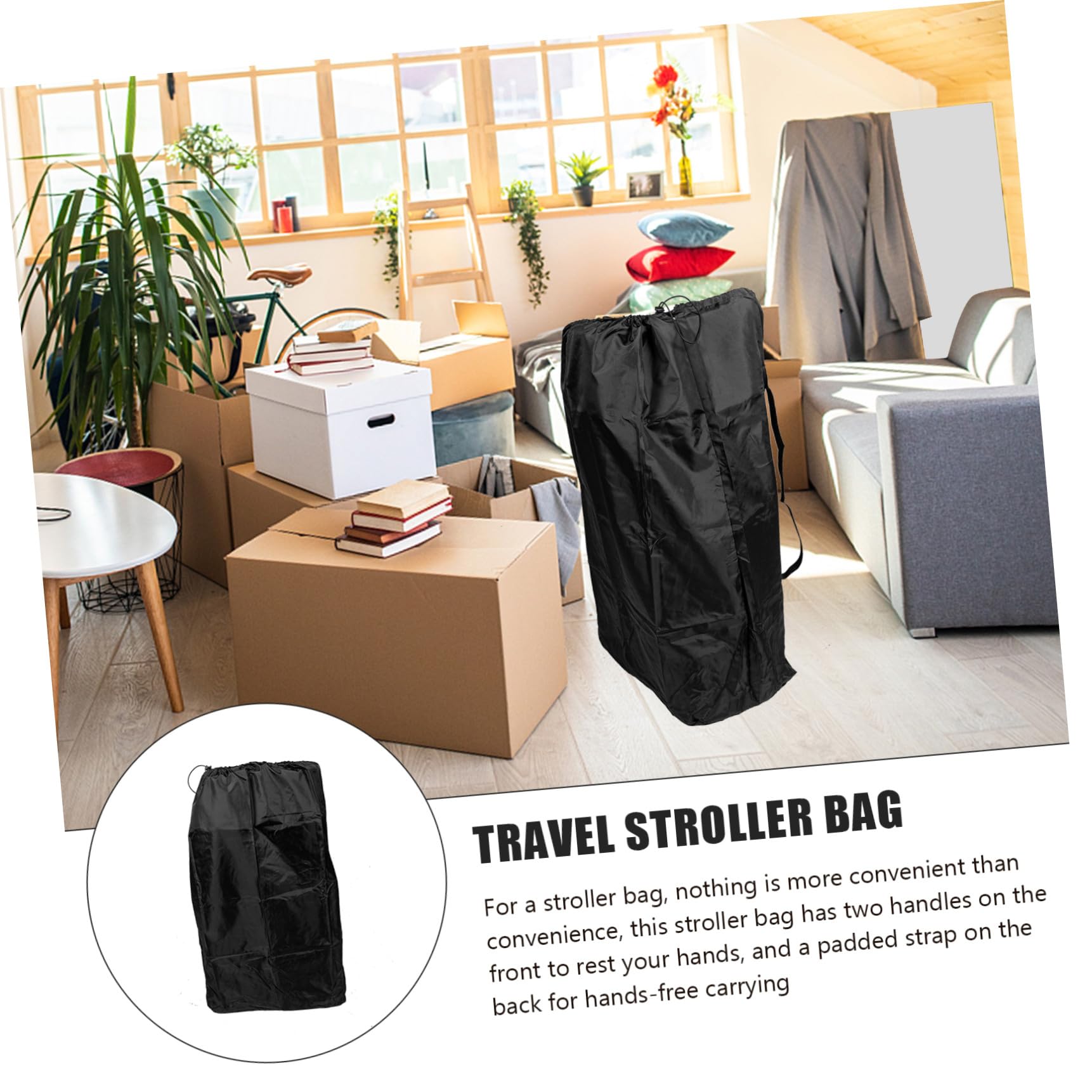 Borsa da Viaggio e Tracolle Doppie in Nylon per Passeggino Nero Chiusura Regolabile Protezione Rinforzata per Viaggi in Aereo e Spostamenti Carrozzina