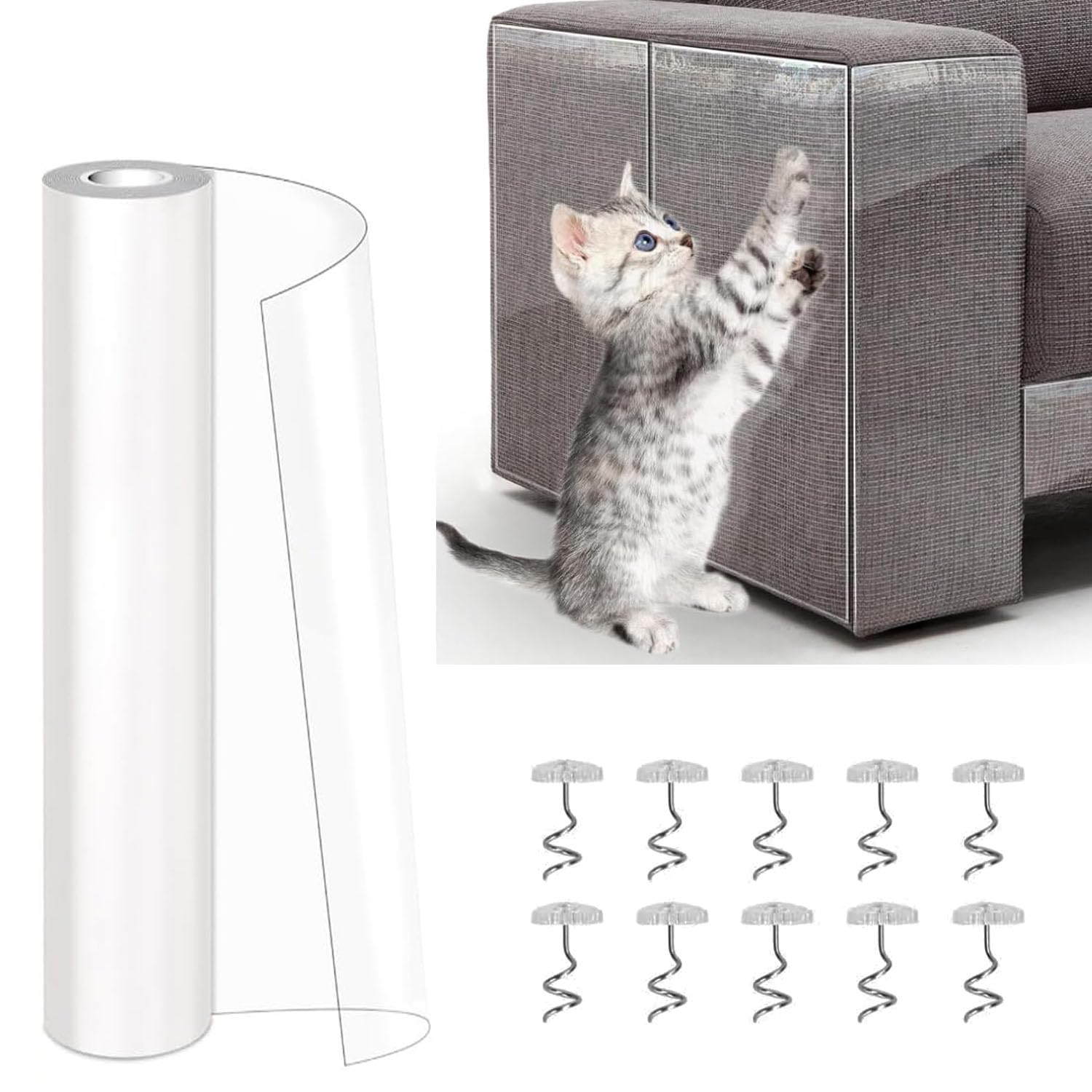 Cat Anti-Scratch Tape, Anti-Scratch Protector, Cat Furniture Protector Transparent Protective Tape for Furniture Sofas (20 * 300CM)