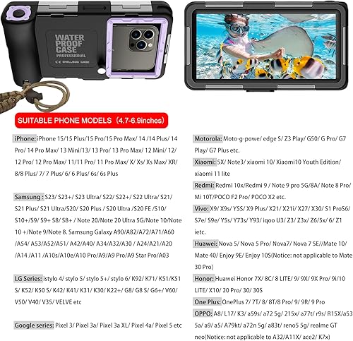 Miniatura 5 de Funda de teléfono de buceo subacuático para esnórquel, profesional de 50 pies49.2 ft, impermeable, para iPhone 1716151413Pro Max, Samsung Galaxy