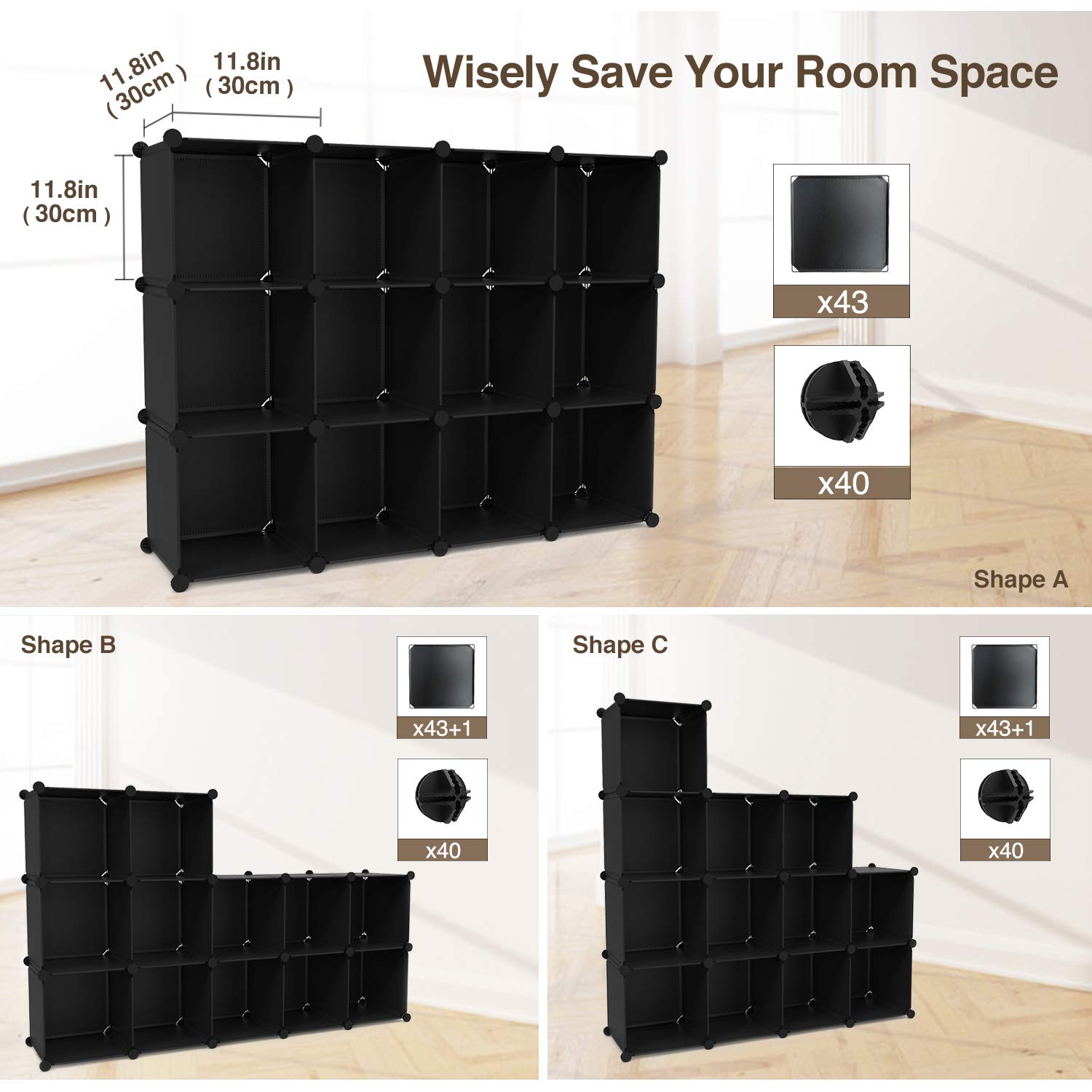 GREENSTELL 12 Cubes Storage Organizer,DIY Plastic Stackable Shelves
