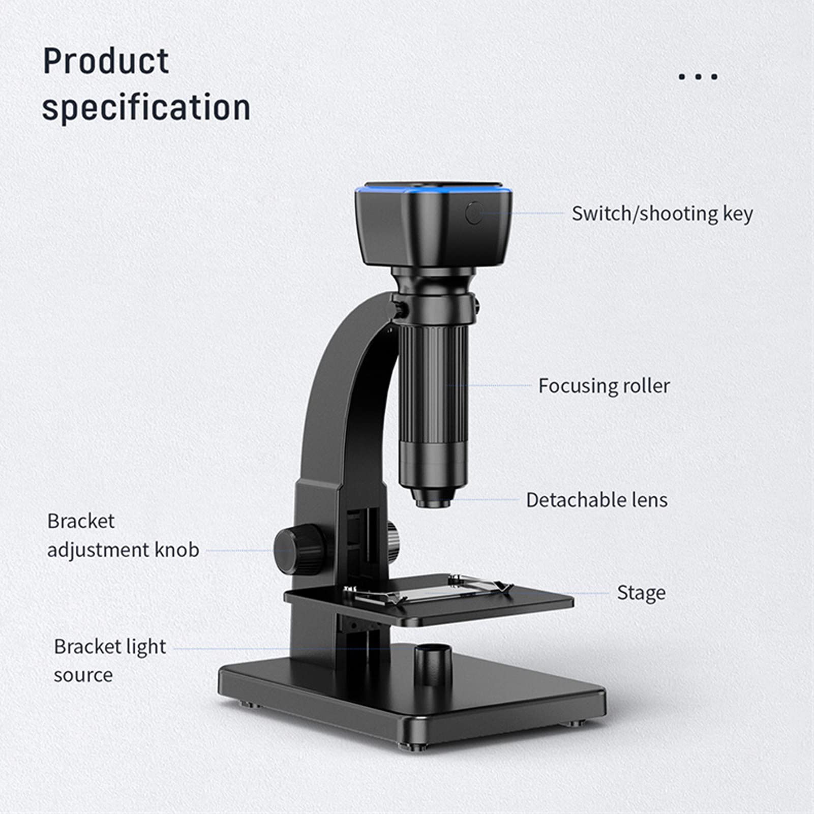 Microscopio Digital WiFi, Microscopio de Doble Lente con Aumento de 2000X con Cámara HD de 5 MP, Compatible con Conexión WiFi o USB, para Android 8.0, iOS 8.0, para Windows