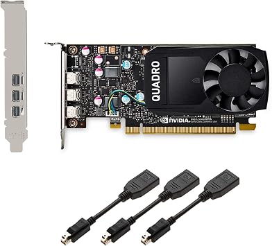 Quadro P400 2GB GDDR5 with Three Mini Displayports, Both Half Brackets, and 3 x mDP to DP adapters, 4K Resolution