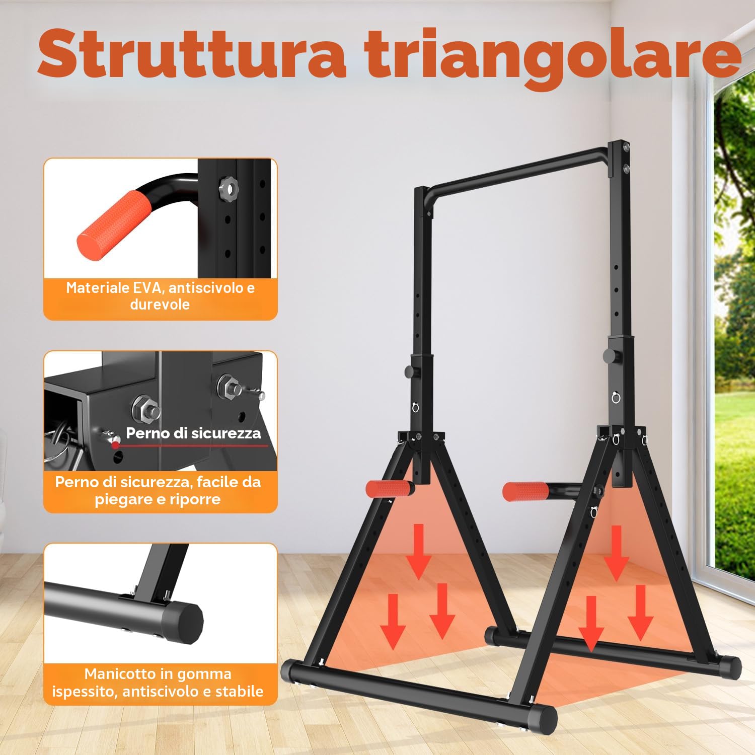 WATBKHE Power Tower Dip Station, Barra Trazioni Autoportante Barra Pieghevole per Trazioni Domestiche, multifunzione Pull Up Station Fitness Tower Attrezzo per l'allenamento della forza