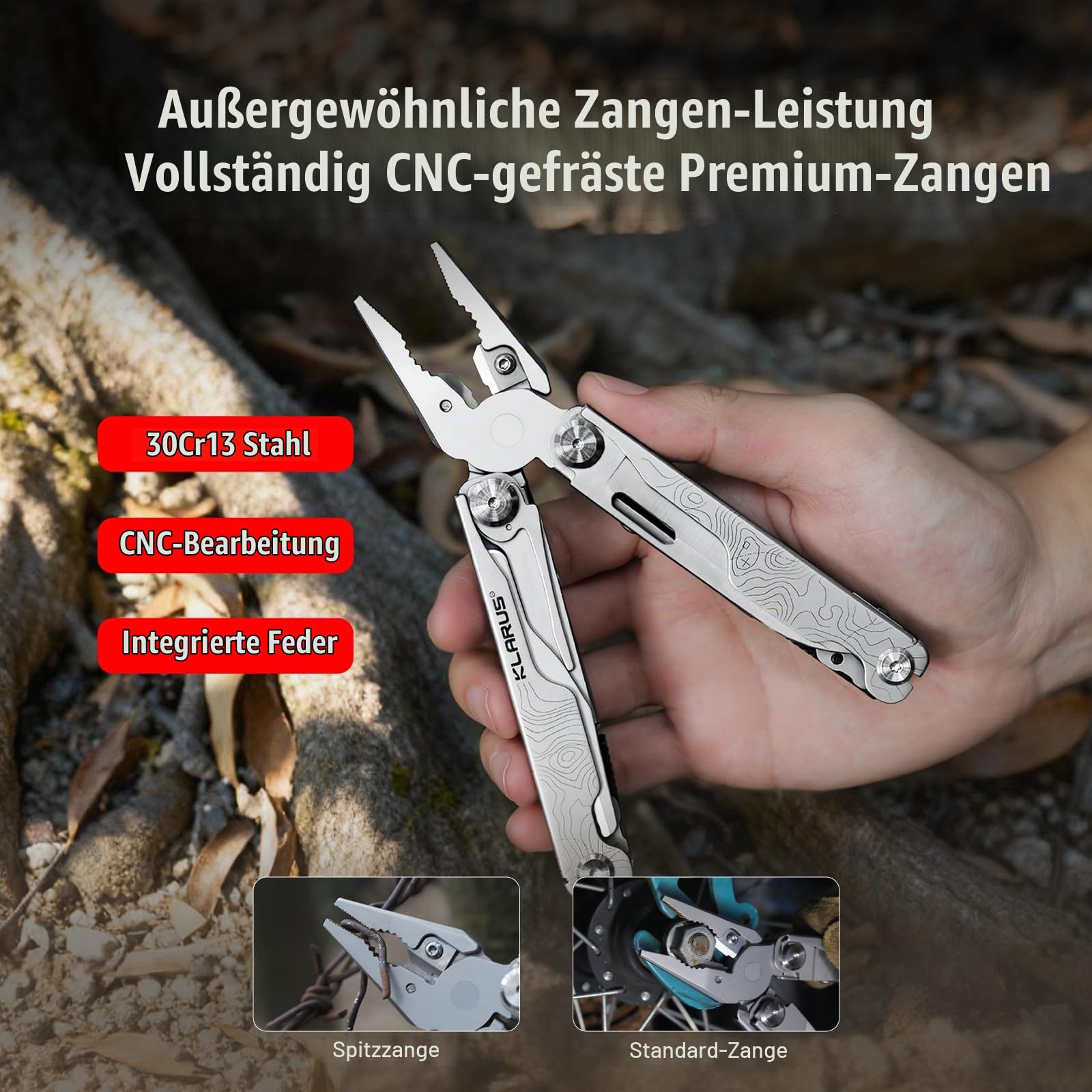 KLARUS 20 in-1 MT07 Professionelles Multifunktionswerkzeug-Zangen-Geschenkset für Herren, Multifunktionswerkzeug inklusive Zange und Klappmesser, mit Holster