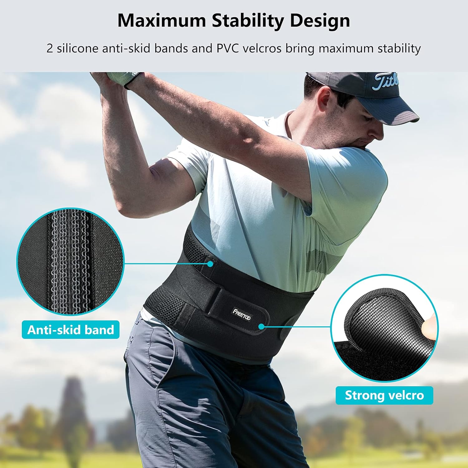 FREETOO Air Mesh Back Brace for Men Women Lower Back Pain Relief with 7 Stays, Adjustable Back Support Belt for Work, Anti-skid Lumbar Support for Sciatica Scoliosis (M(waist:36''-44''), Black): Industrial & Scientific