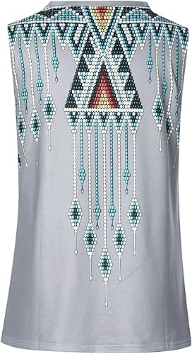 Miniatura 4 de NaRHbrg Camisetas sin mangas para mujer, estilo étnico occidental, estampado vintage, azteca, étnica, desgastada, ajuste holgado