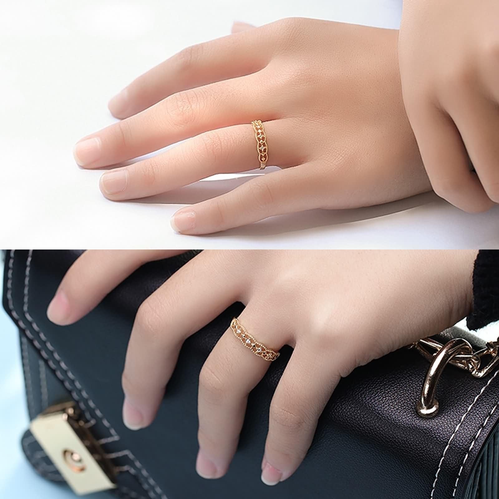 Beydodo Anillo Matrimonio Oro Amarillo Mujer 9 14 18K con Redondo Hueco con Moissanita, Anillo de Matrimonio Oro para Mujer