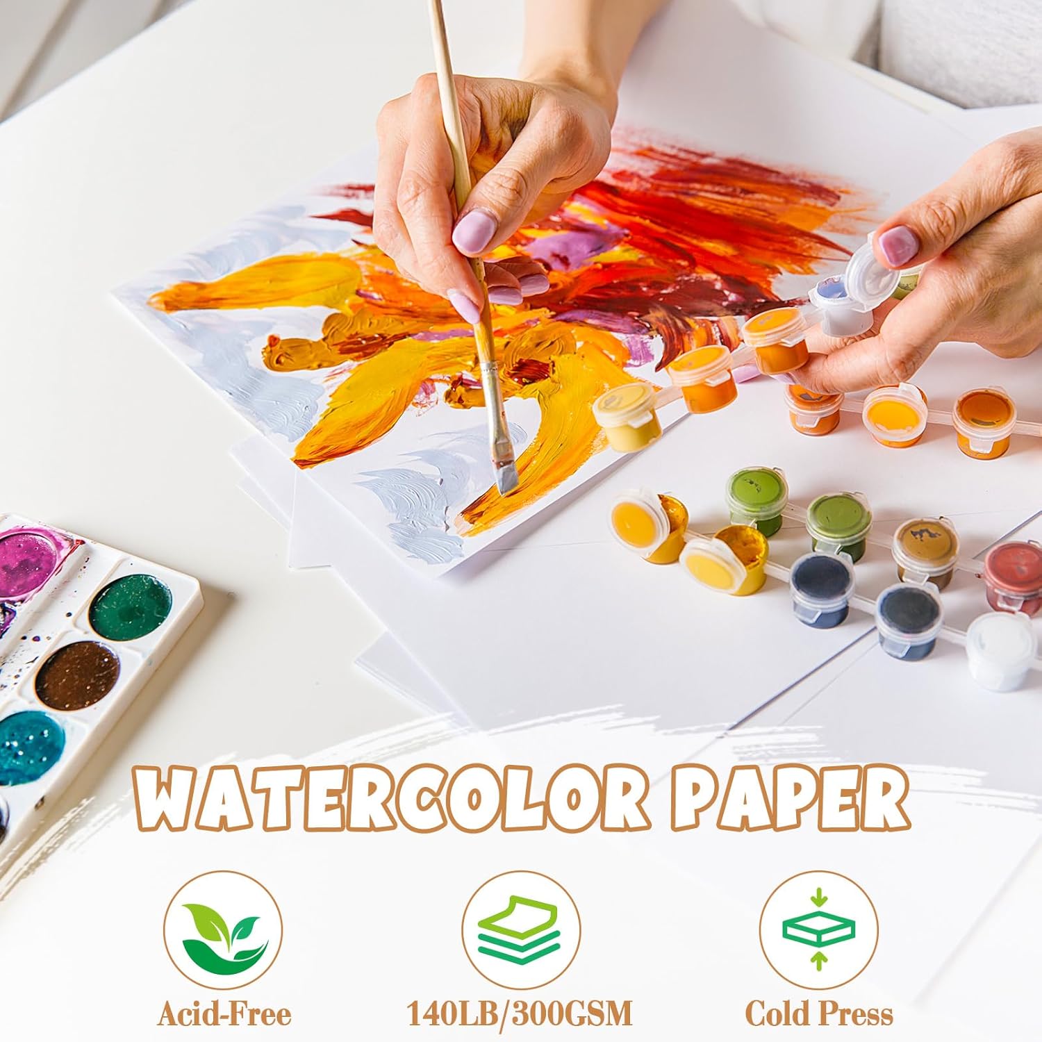 TaoBary 300 Pcs Watercolor Paper Sheet Bulk 10 x 7 Inch White Cold Press Paper Pack 110 lb 230 GSM Sketch Painting Watercolor Pad for Watercolorist Beginning Artists Adults Drawing Craft