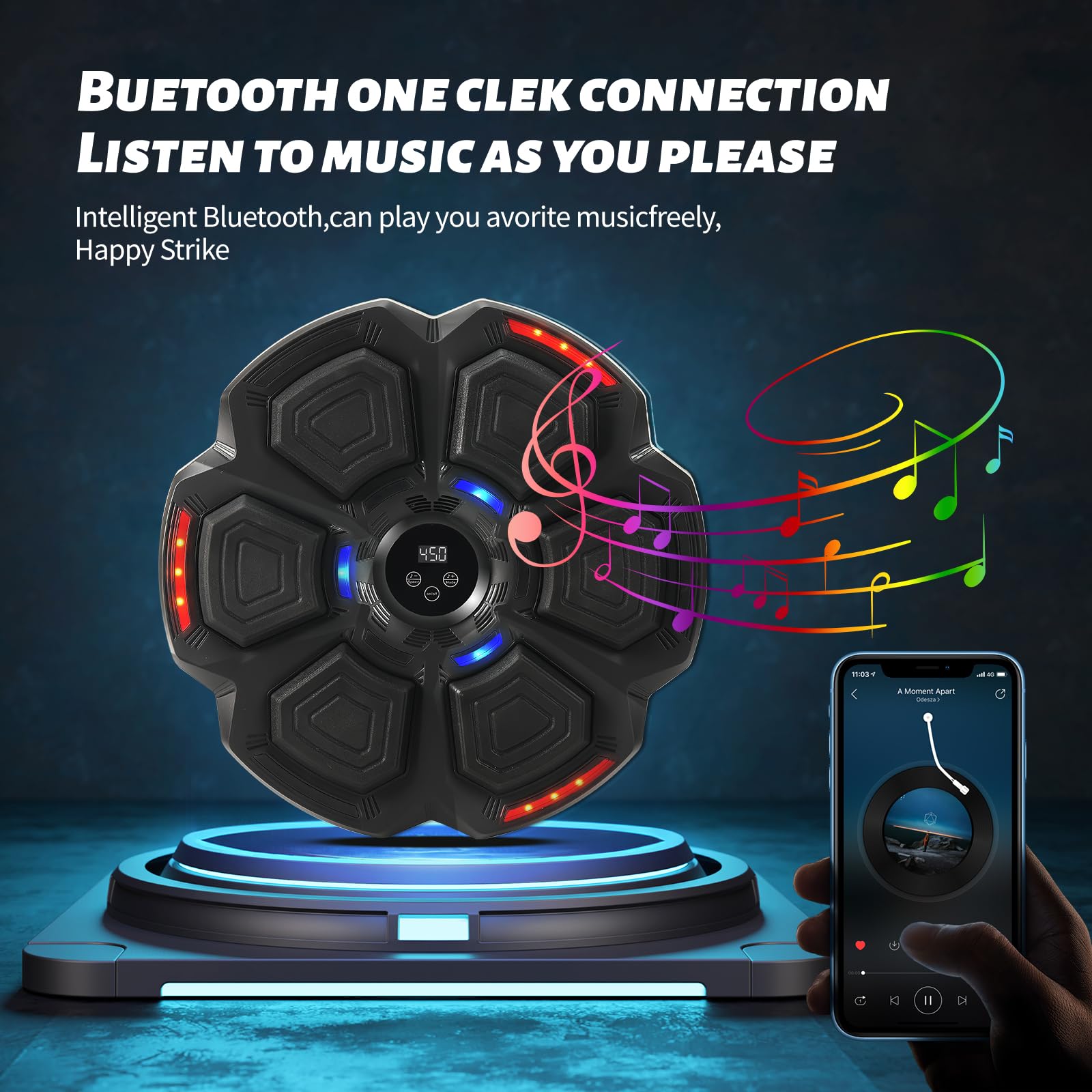 Music Boxing Machine Adulto, Máquina de Boxeo Musical de Pared con Guantes de Boxeo, 9 Modos de Velocidad y Modo de Conteo, Boxeo Pared Bluetooth para Musical Liberar Estrés y Entrenar