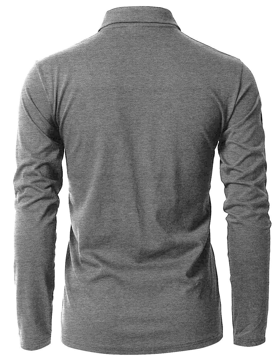 KUNJLELP 100% Cotone Polo da Uomo Manica Lunga Ricamo di Giraffa Maglietta Uniformi Polo da Lavoro per l'autunno e l'inverno