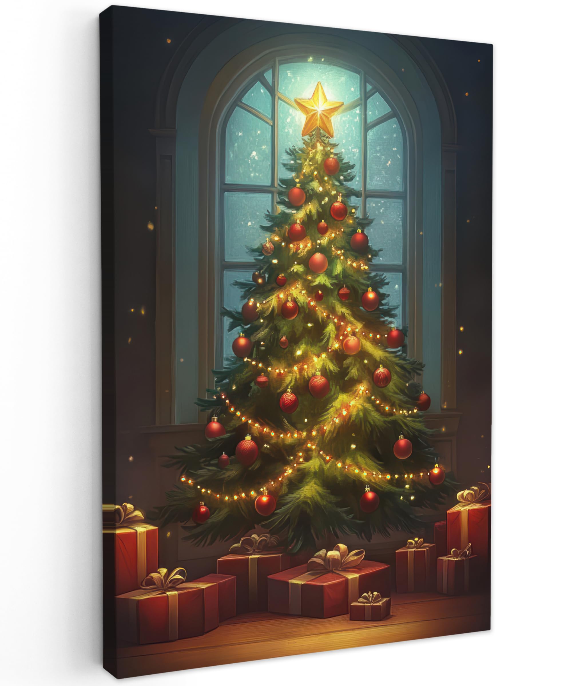 Toile Décorative 120x80 Cm - Village De Noël Neigeux - Déco Murale Salon Ou Chambre