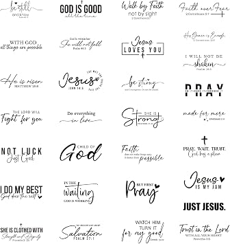 30 Pcs Black Bible Verse DTF Transfers Ready to Press DIY Clothes