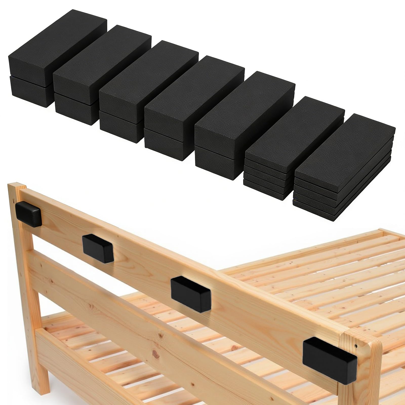 20 PCS Furniture Wall Protectors, EVA Foam Headboard Stoppers for Wall, 10Pcs (15mm Thick) + 10Pcs (5mm Thick) Couch Walls Protector, EVA Foam Anti Vibration Furniture Pads for Walls, Black