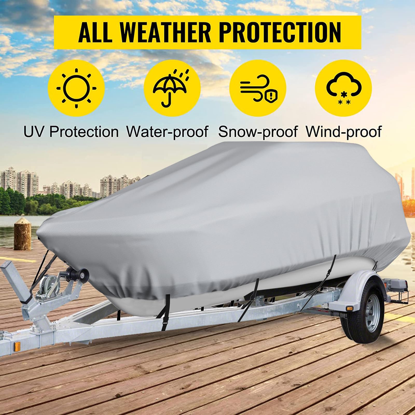 Copertura Per Barca MR.COVER 600D Impermeabile - Adatta Per T-Top 20-22 Ft (Fascio 106") - Protezione UV E Antigraffio