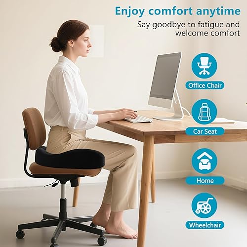 Miniatura 3 de Cojines de asiento para sillas de oficina y alivio del dolor de cadera, cojín extra denso para coxis con soporte de ciática, diseño ergonómico para