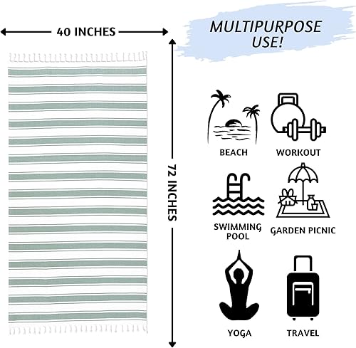 Miniatura 4 de Folkulture Toalla de playa turca para adultos con bolsa de viaje de 40 x 72 pulgadas, manta de playa rosa o toallas de playa a prueba de arena de