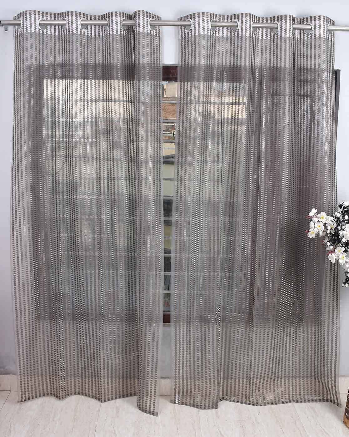 Fabrilia Tissue Net Semi-Transparent Zig Zag Design Sheer Curtain, Pack of 2 pcs (Window - 5 ft, Grey) (B09QK56P2V) Amazon Price History, Amazon Price Tracker
