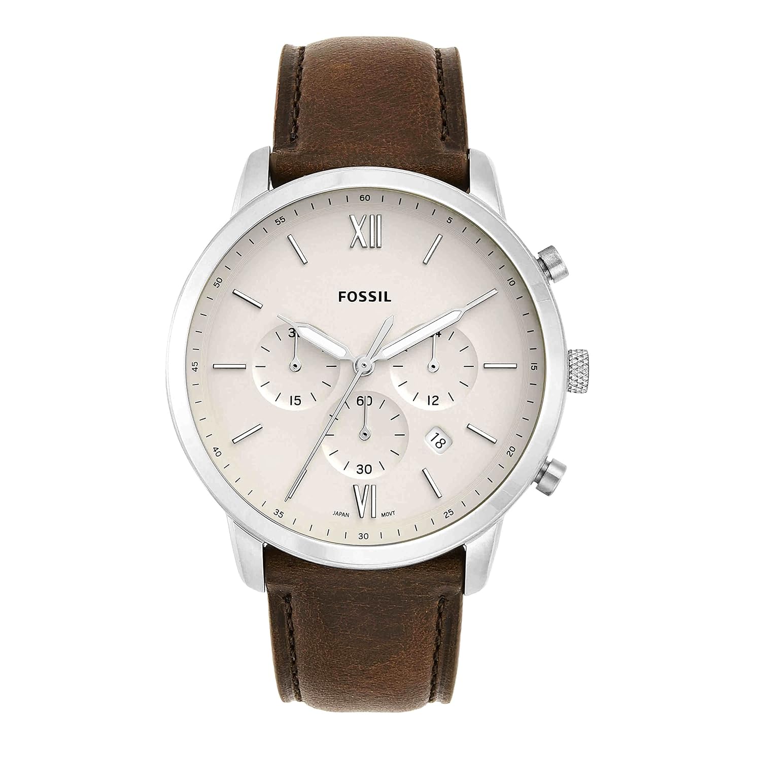 Fossil Analog Off-White Dial Brown Band Men’s Stainless Steel Watch-FS5380 Fossil Analog Off-White Dial Brown Band Men’s Stainless Steel Watch-FS5380
