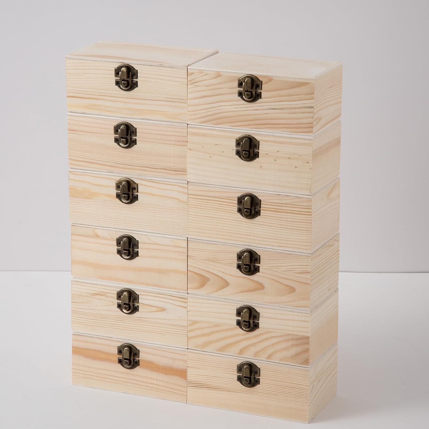 Amazon.com: Xhqsulsclac 12pcs Vintage Wooden Pine Rectangle Storage Box ...