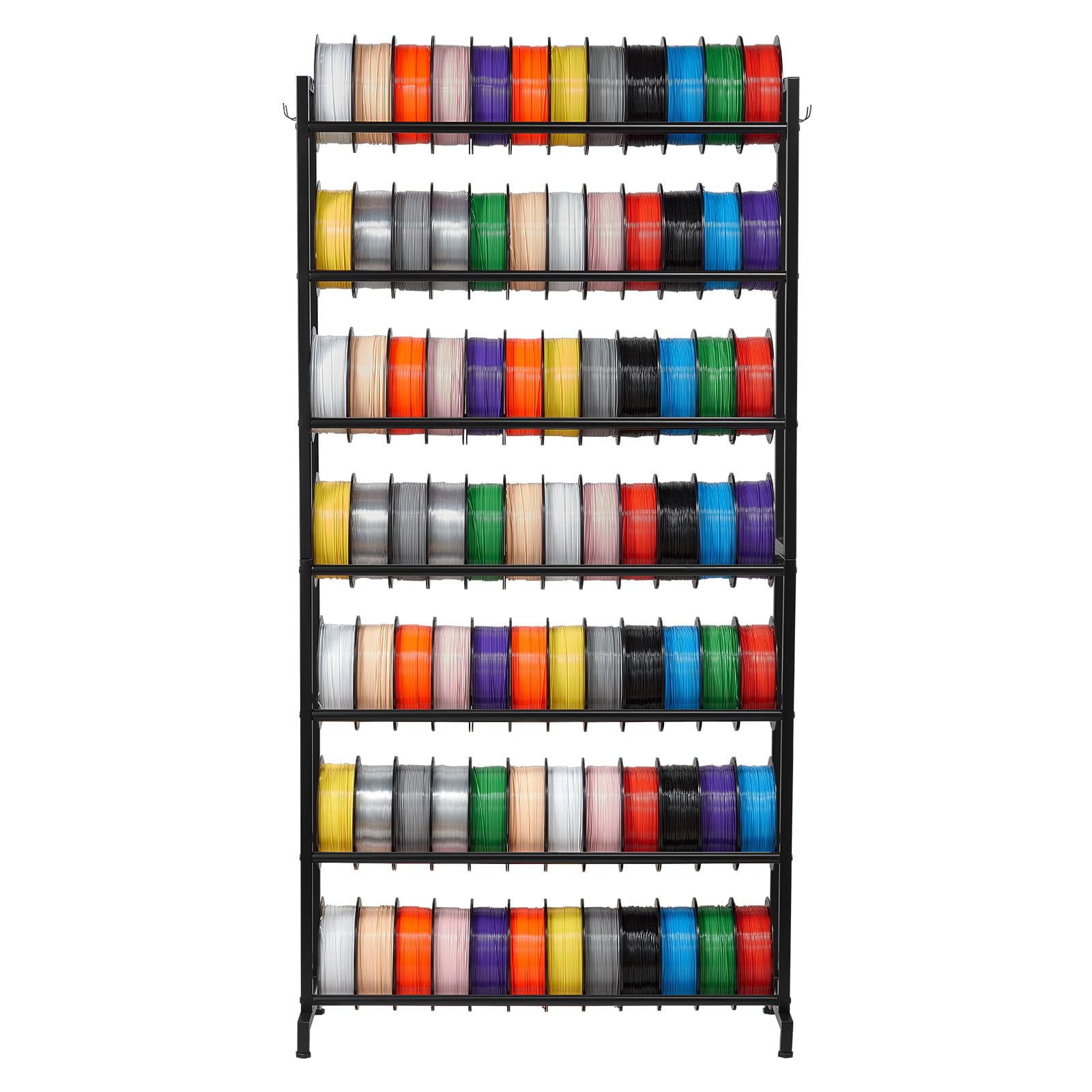 VEVOR Filament Lagerregal für 3D-Drucker, 7 Ebenen, Filamentspulenhalter, 840 x 320 x 1650 mm, Tragkraft 54,4 kg pro Ebene, 3D-Druckerzubehör für 3D-Druckstudio, Werkstatt, Schwarz