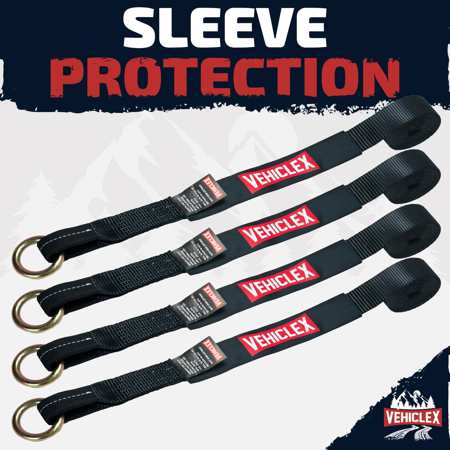 Vehiclex Confezione da 4 cinghie da 5,1 cm x 20 cm con ganci piatti – 4999,9 kg BS cinghie a cricchetto – Ultimate Car Tie Down cinghie per rimorchi