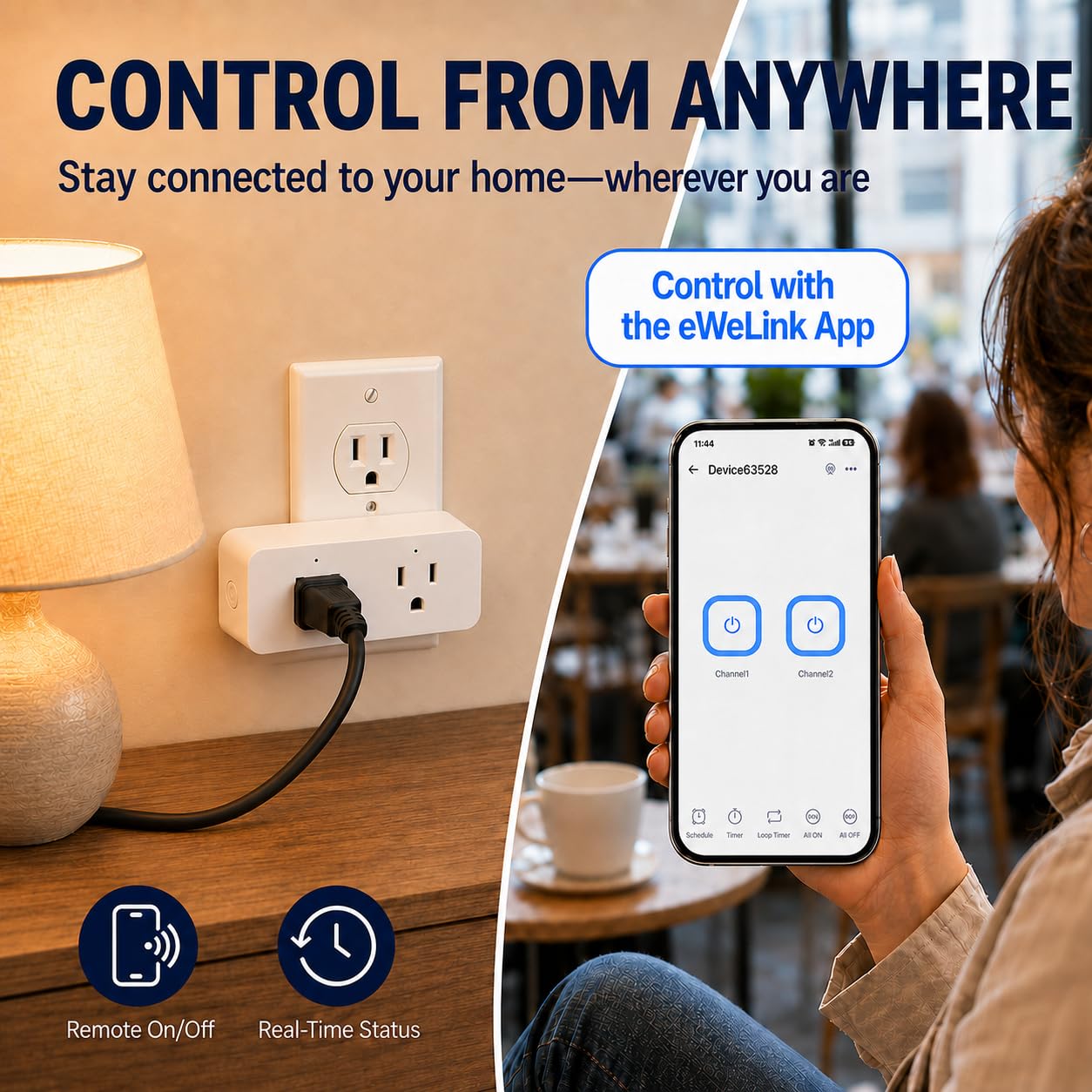 Smart WiFi Socket EU Type E: Wireless Remote Control via Phone App, Smart Timer, IFTTT Compatible - Perfect for Smart Home Automation & Energy Saving