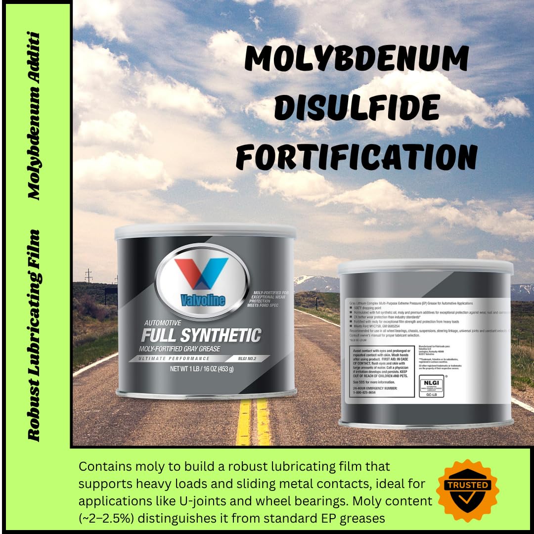 Moly-Fortified Gray Full Synthetic Grease VV-986 1 LB | NLGI #2 GC-LB | -60°F to 425°F | Extreme Pressure | Lithium Complex EP | Automotive, Industrial | Heavy Load Protection