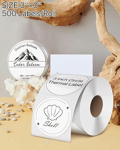Miniatura 2 de iEager Etiquetas adhesivas térmicas circulares de 3 pulgadas, etiqueta térmica directa redonda autoadhesiva, calcomanías térmicas en rollo