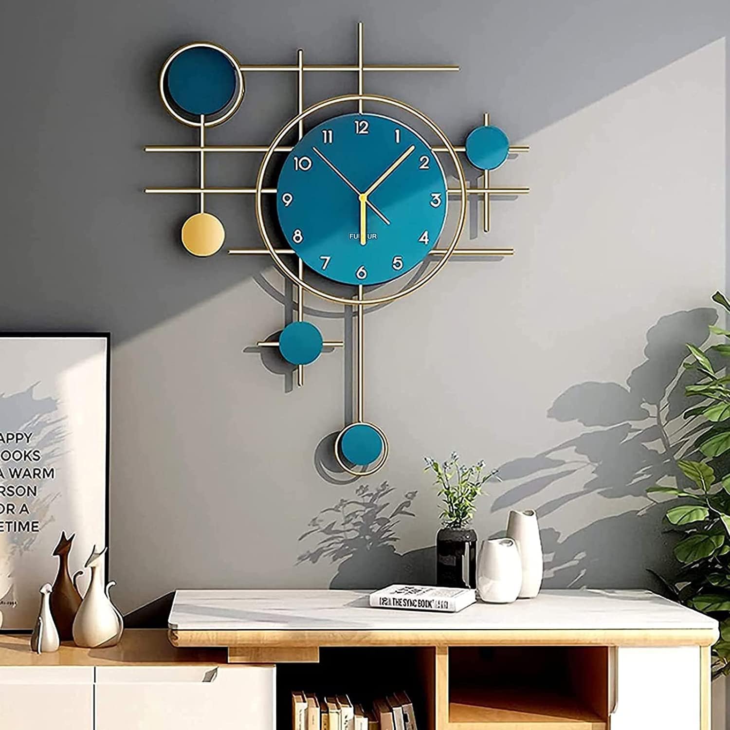 Buy NS traders Modern Wall Clock, Large Decorative Clock, MidCentury