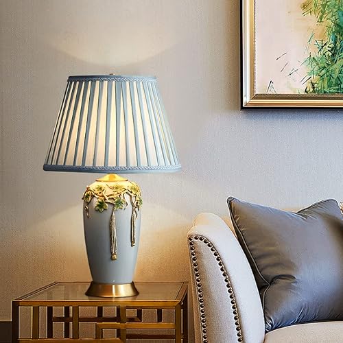 Miniatura 7 de NOLLAM Lámparas de Mesa Lámpara de mesa de cerámica con grabado de esmalte creativo Lámpara de mesita de noche clásica china decorativa para