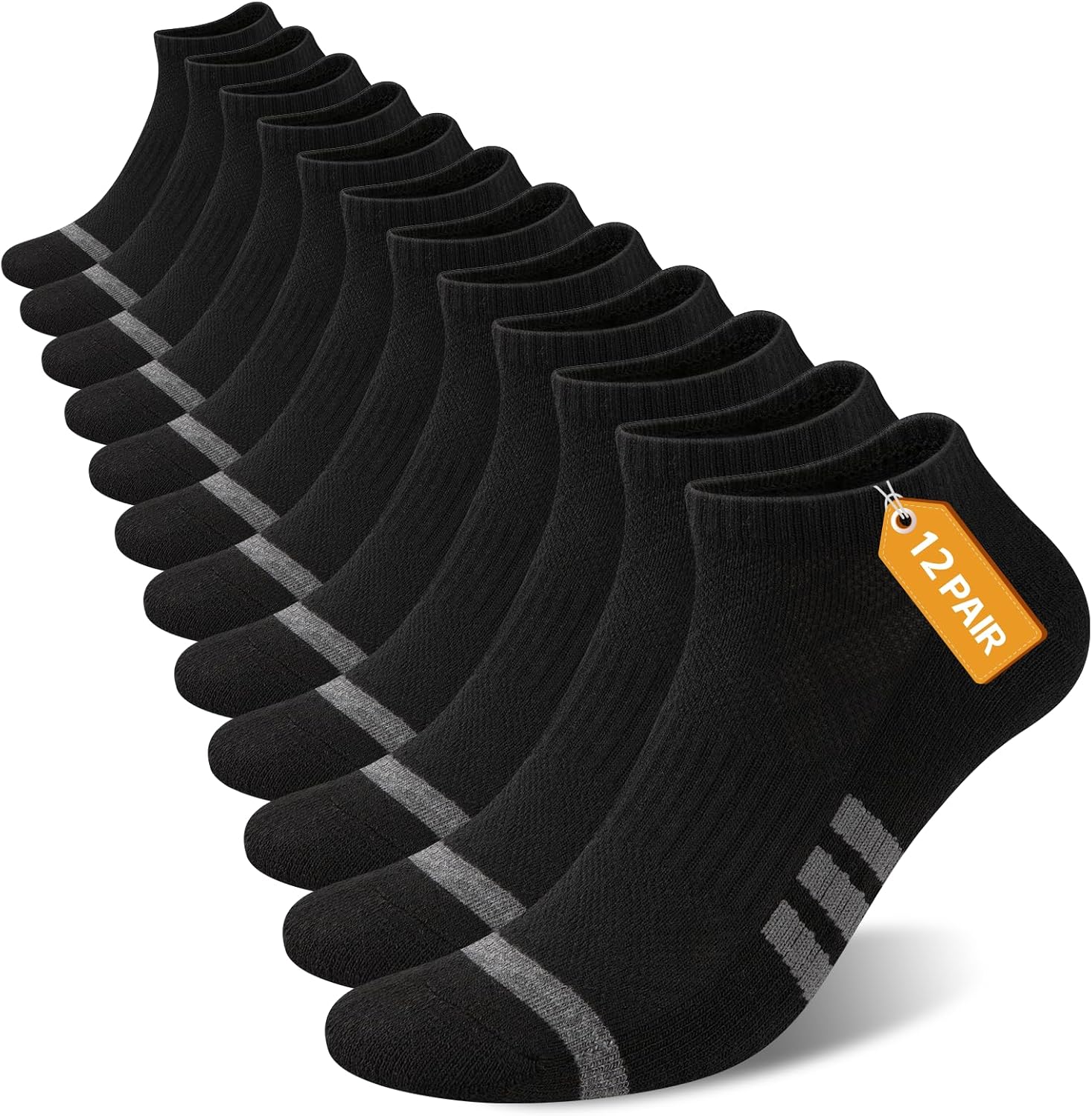 Heatuff 12 Pairs Men's Cushion Ankle Socks Athletic Running Low Cut Breathable Comfort Casual Socks