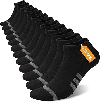 Heatuff 12 Pairs Mens Cushion Ankle Socks Athletic Running Low Cut Breathable Comfort Casual Socks