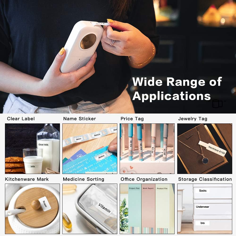 Label Maker Tape - D30 Transparent Clear Label, Waterproof Thermal Printer Tape, 14x30mm/0.55x1.18inch for Name Price Classification, Compatible with Memoking/Phomemo D30, 3 Rolls - Image 8