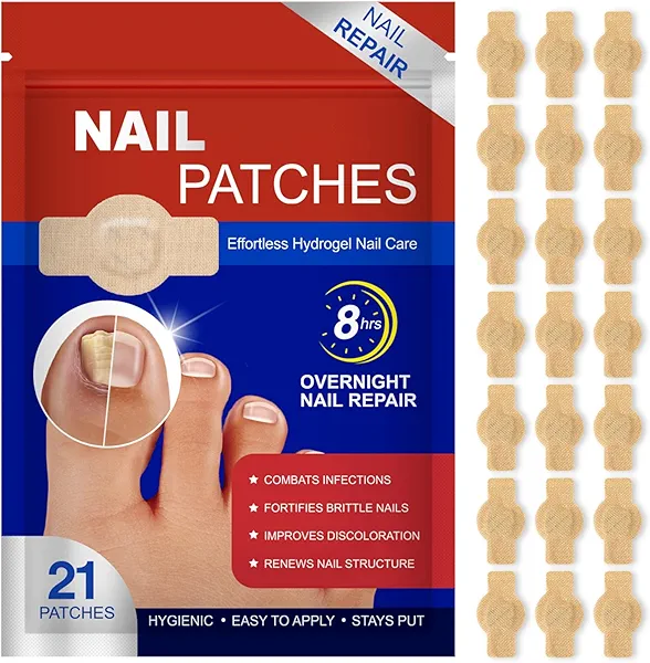 Nail Patches 21 PCS Toenail Treatment Extra Strength 8-Hour Overnight Nail Fast Acting Repair Effortless Hydrogel Nail Care and Repair for Damaged Nails Overnight Renewal for Men and Women