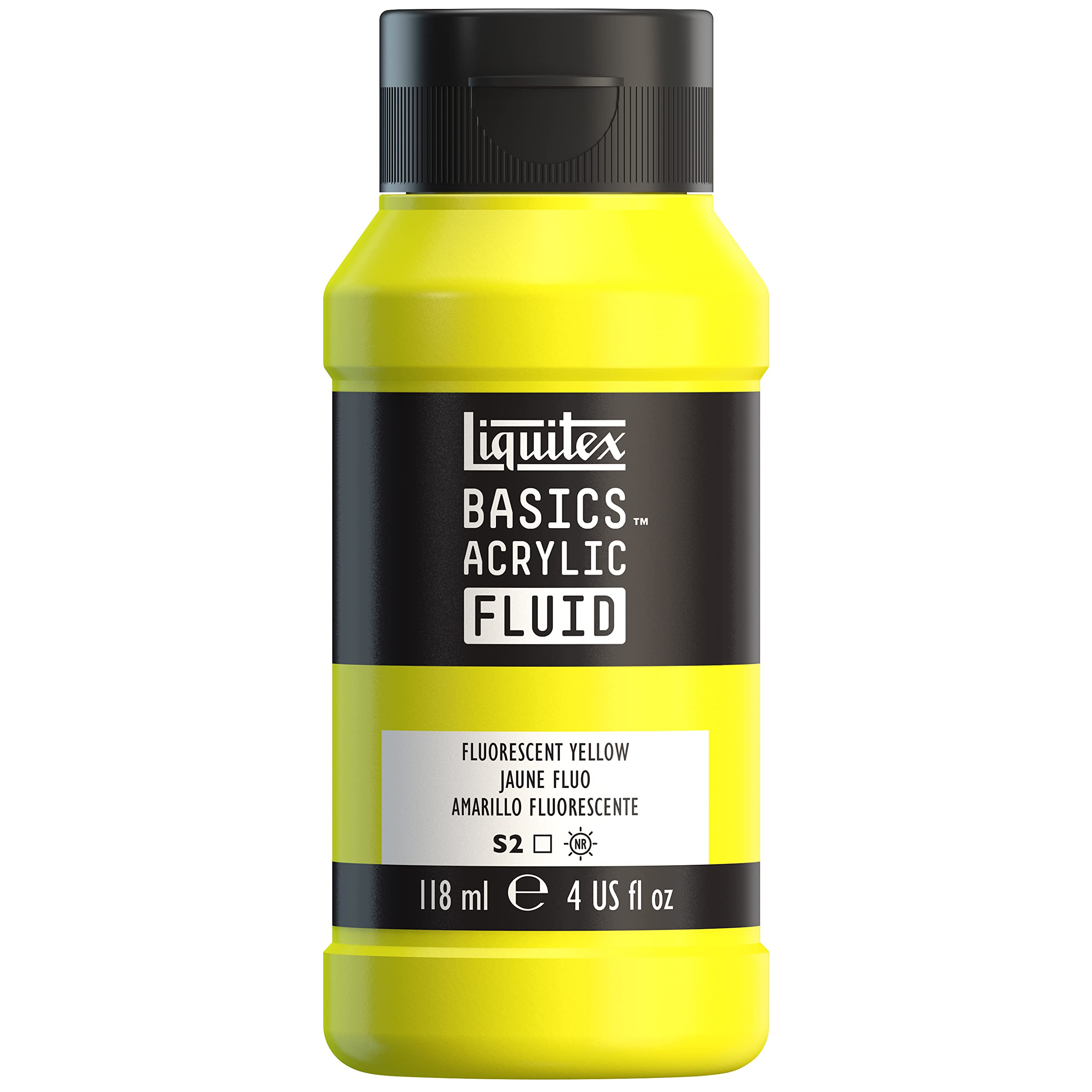 BASICS Acrylic Fluid Paint, 118ml (4-oz) Bottle, Fluorescent Yellow