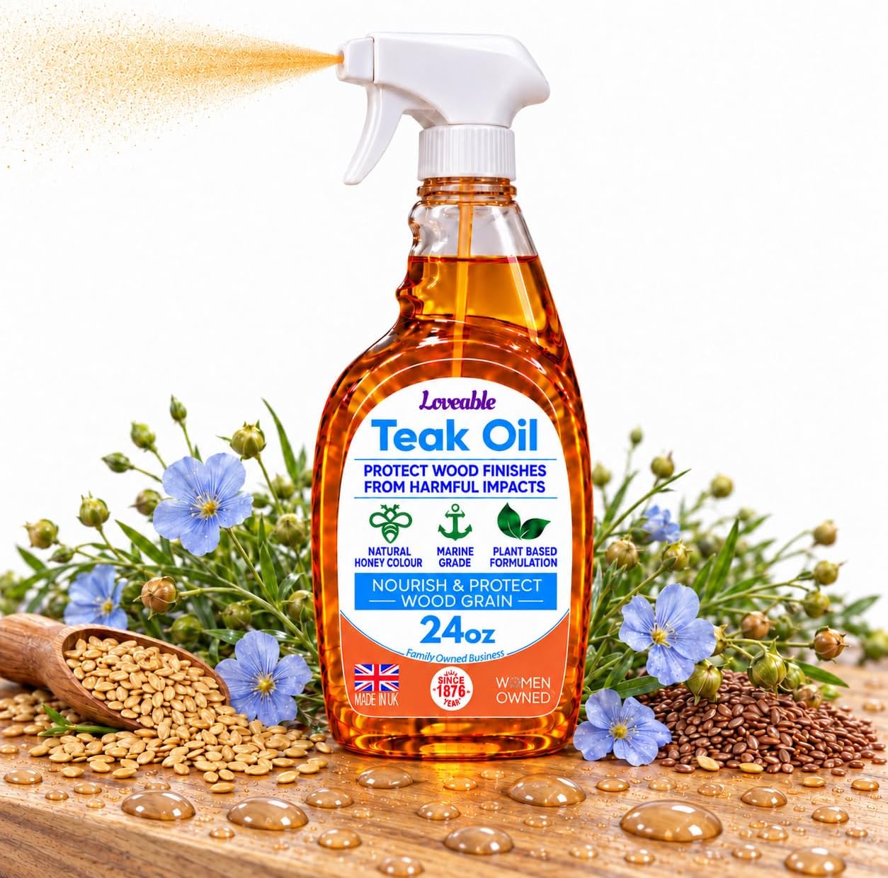 Teak Oil Spray, 24 oz Wood Conditioner for Teak Furniture