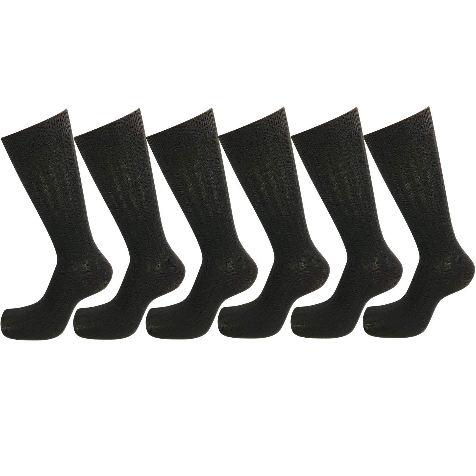 USBingoshop Mens Cotton Argyle Striped Solid Ribbed Black Crew Dress Socks
