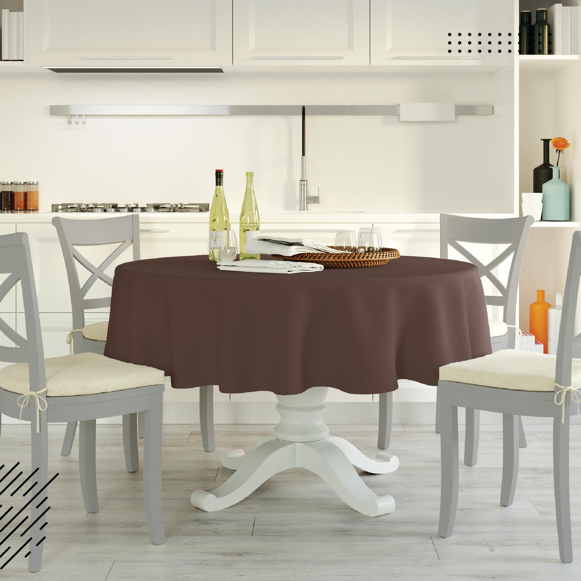 Encasa XO Dining Table Cover, Dark Taupe, 56 inch (Round) - Image 2